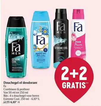 Delhaize Douchegel of deodorant fa aanbieding