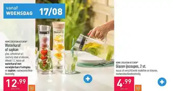 ALDI Waterkaraf of sapkan, glazen ijscoupes, 2st aanbieding