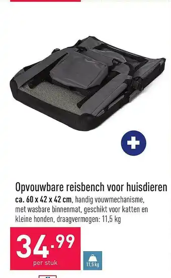 ALDI Opvouwbare reisbench voor huisdieren aanbieding