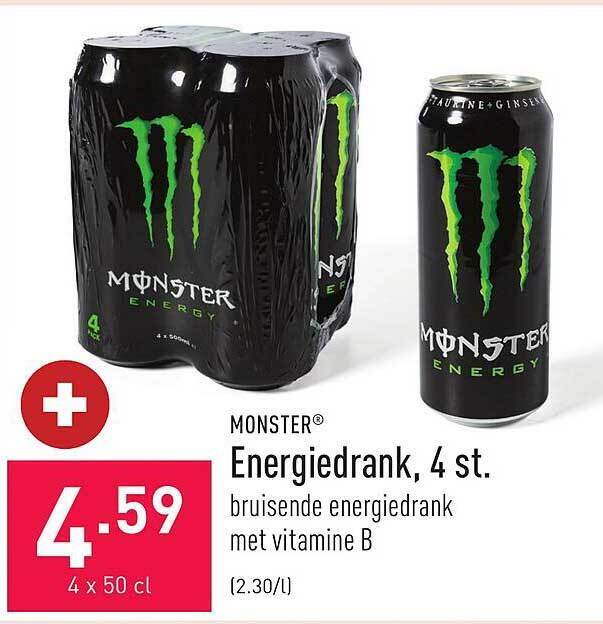 Monster energiedrank, 4 st promotie bij ALDI