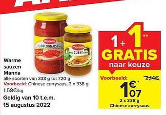 Carrefour Warme sauzen manna aanbieding