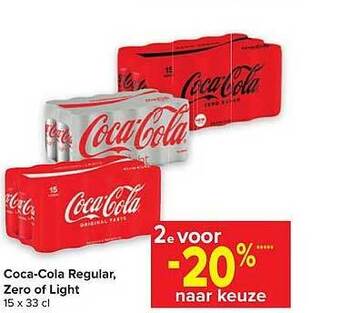 Carrefour Cocacola regular, zero of light aanbieding
