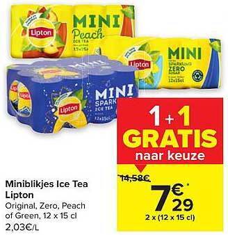 Carrefour Miniblikjes ice tea lipton aanbieding