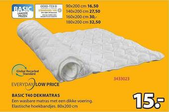 Jysk Basic t40 dekmatras aanbieding