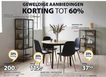 Jysk Vitrinekast, tafel, stoel aanbieding