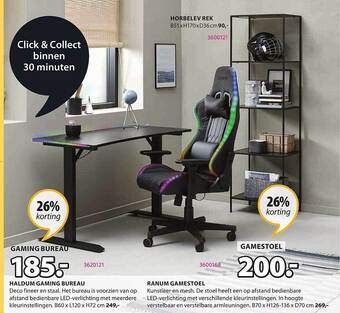 Jysk Gaming bureau, gamestoel aanbieding