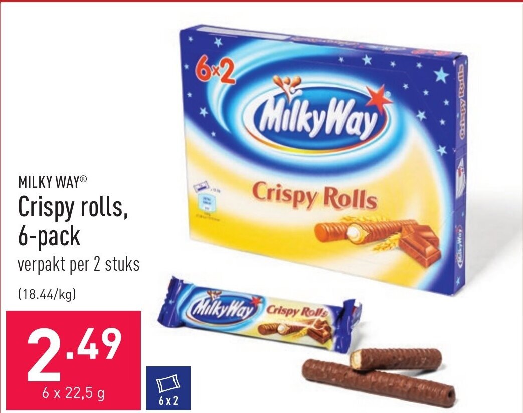 Milky Way Crispy rolls, 6-pack promotie bij ALDI