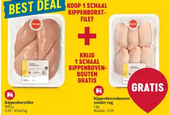 Delhaize Kippenborstfilet 900g + Kippenbovenbouten Zonder Rug 1Kg aanbieding