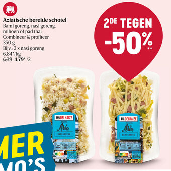 Delhaize Aziatische Bereide Schotel Bami Goreng, Nasi Goreng Mihoen of Pad Thai aanbieding