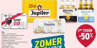 Delhaize Bier Jupiler - Klassier of 0.0%, Hoogaarden - Klassiek, Rosee of 0.0% of Corona - Extra of Cero aanbieding