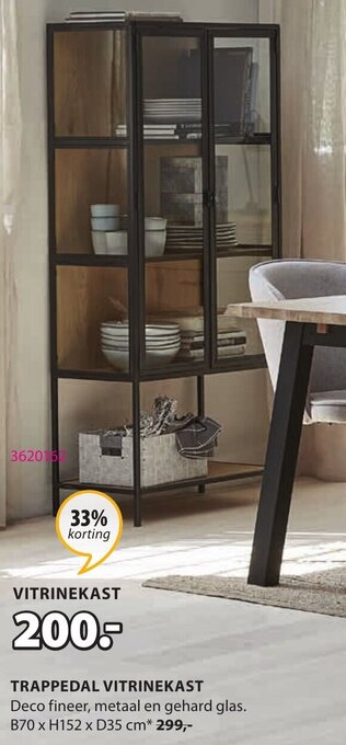 Jysk Trappedal Vitrinekast B70 x H152 x D35cm aanbieding