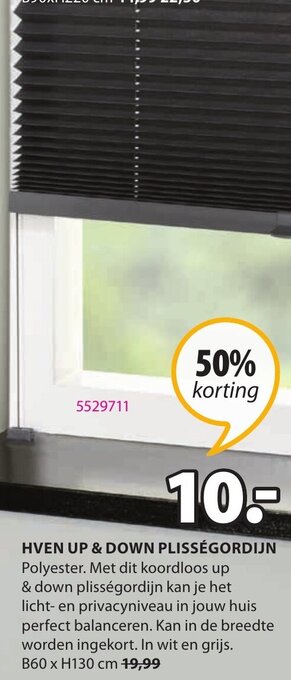 Hven Up & Down Plissegordijn