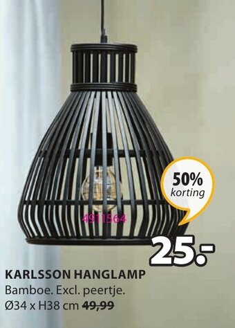 Jysk Karlsson Hanglamp aanbieding