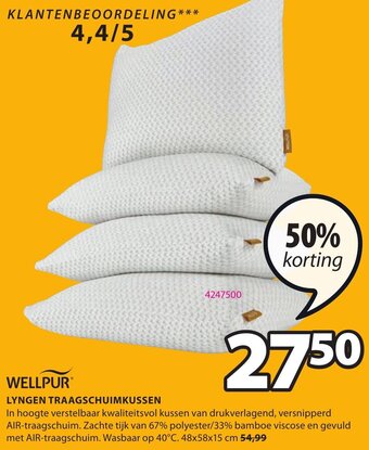 Jysk Wellpur Lyngen Traagschuimkussen aanbieding