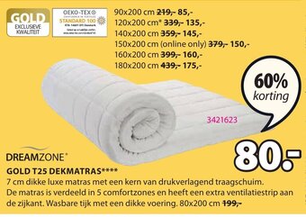 Dreamzone Gold T25 Dekmatras