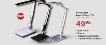 Bureaulamp zwart-zilver-wit