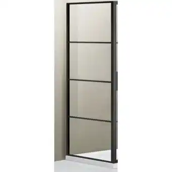Sawiday Saniclass bellini zijwand 100x200cm veiligheidsglas mat zwart frame lines buitenzijde met anti kalk tweedekans aanbieding