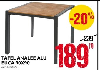 Brico Tafel Analee Alu Euca 90 x 90 aanbieding