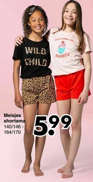 Wibra Meisjes shortama aanbieding