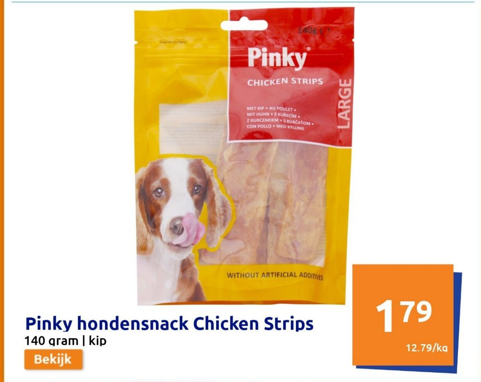 Pinky hondensnack Chicken Strips 140 gram promotie bij Action