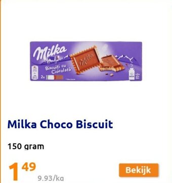 Action Milka Choco Biscuit 150 gram aanbieding