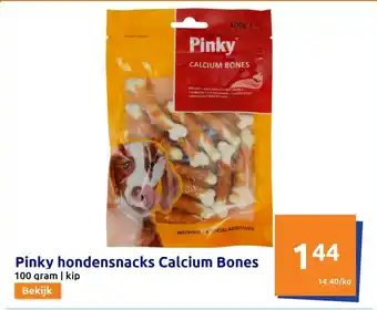 Action Pinky hondensnacks Calcium Bones 100 gram aanbieding