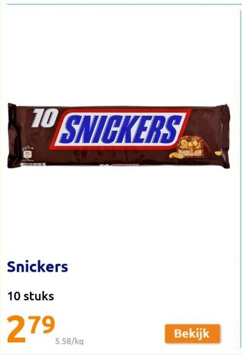 Action Snickers 10 stuks aanbieding