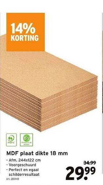 GAMMA Mdf plaat dikte 18 mm aanbieding