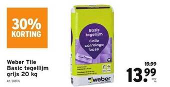 GAMMA Weber tile basic tegellijm grijs 20kg aanbieding