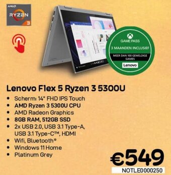 CompuDeals Lenovo Flex 5 Ryzen 3 5300U aanbieding