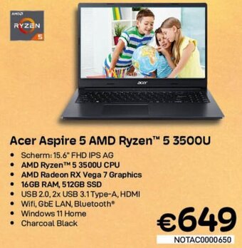 CompuDeals Acer Aspire 5 AMD Ryzen 5 3500U aanbieding