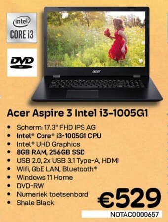 CompuDeals Acer Aspire 3 Intel i3-1005G1 aanbieding