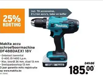 GAMMA Makita accu schroefboormachine df488daex1 18v aanbieding