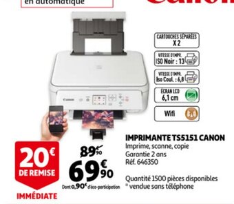Auchan Canon Imprimante TS5151 aanbieding