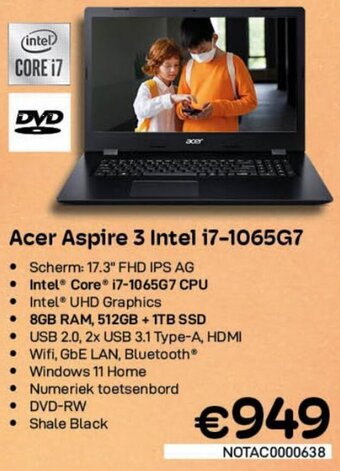 CompuDeals Acer Aspire 3 Intel i7-1065G7 aanbieding