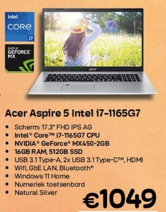 CompuDeals Acer Aspire 5 Intel i7-1165G7 aanbieding