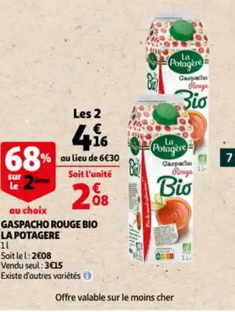 Auchan La Potagere Gaspacho Rouge Bio 1 L aanbieding