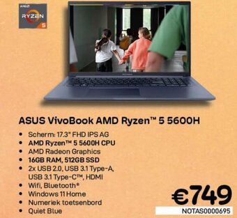 CompuDeals ASUS VivoBook AMD Ryzen 5 5600H aanbieding