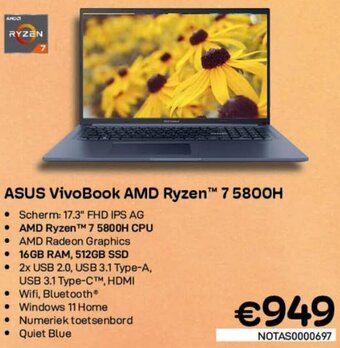 CompuDeals ASUS VivoBook AMD Ryzen 7 5800H aanbieding