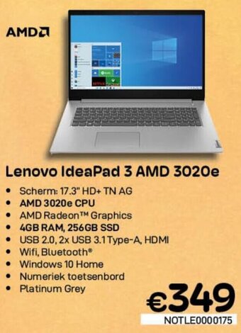 CompuDeals Lenovo IdeaPad 3 AMD 3020e aanbieding