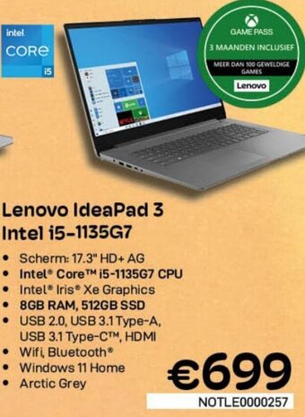CompuDeals Lenovo IdeaPad 3 Intel i5-1135G7 aanbieding