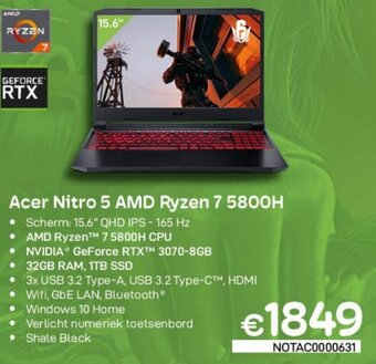 CompuDeals Acer Nitro 5 AMD Ryzen 7 5800H aanbieding