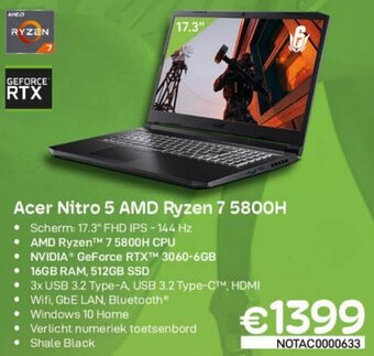 CompuDeals Acer Nitro 5 AMD Ryzen 7 5800H aanbieding