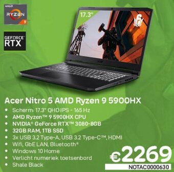 CompuDeals Acer Nitro 5 AMD Ryzen 9 5900HX aanbieding