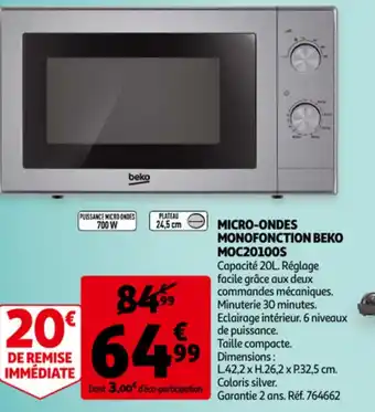 Beko Micro-Ondes Monofonction MOC20100S