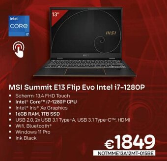 CompuDeals MSI Summit E13 Flip Evo Intel i7-1280P aanbieding