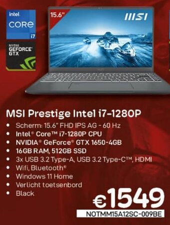 CompuDeals MSI Prestige Intel i7-1280P aanbieding