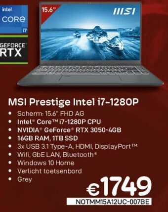 CompuDeals MSI Prestige Intel i7-1280P aanbieding