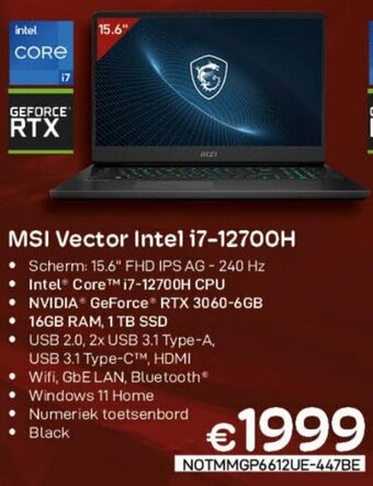 CompuDeals MSI Vector Intel i7-12700H aanbieding