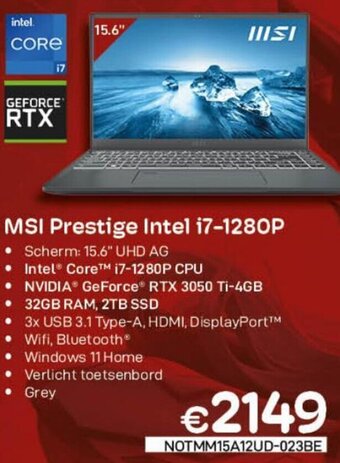 CompuDeals MSI Prestige Intel i7-1280P aanbieding